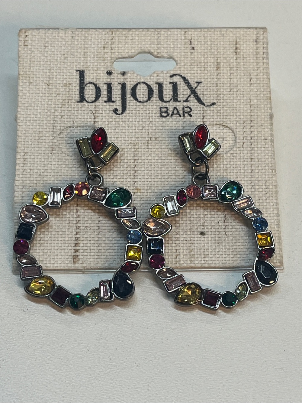Bijoux Bar Multicolor Gemstone Hoop Earrings